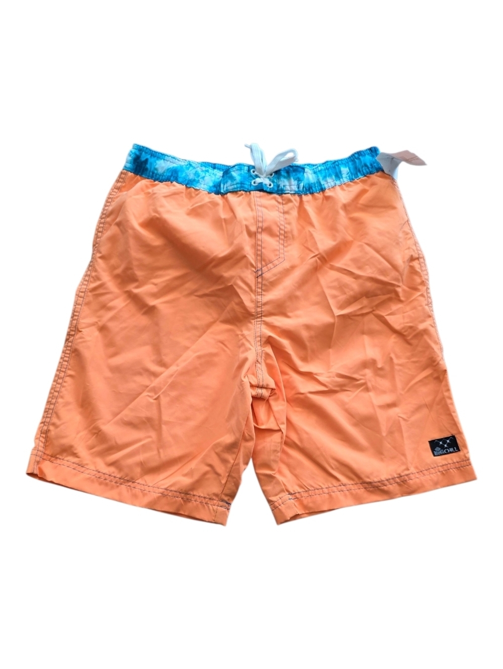 Big Chill Peach Swim Trunks with Blue Waistband Teen Boy 18